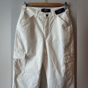 Hollister White Cargo Dad Pants